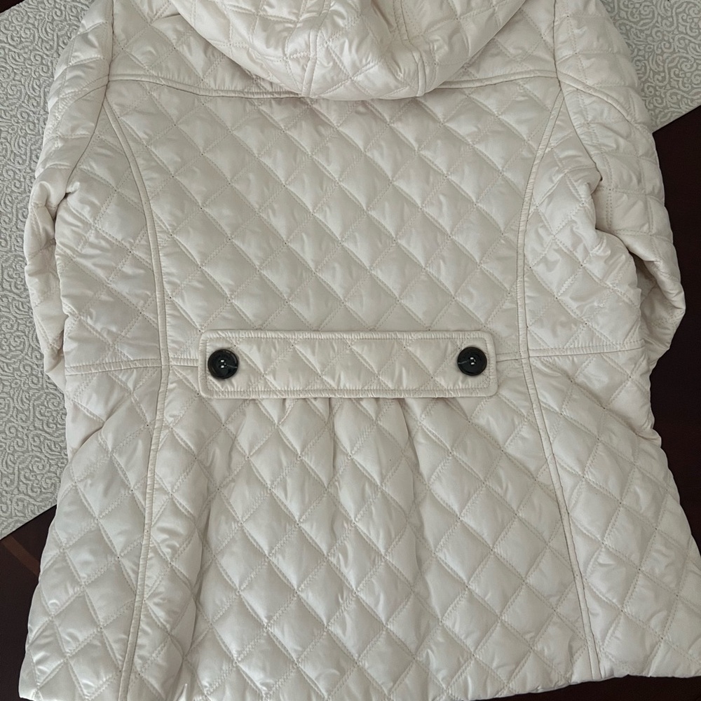 Kate Spade New York Quilted Jacket Women's Large White with Hood Quiet Luxury - Picture 5 of 13